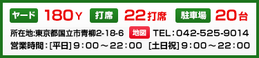 ヤード：180Y　打席：22打席　駐車場：20台