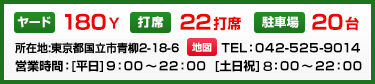 ヤード：180Y　打席：22打席　駐車場：20台